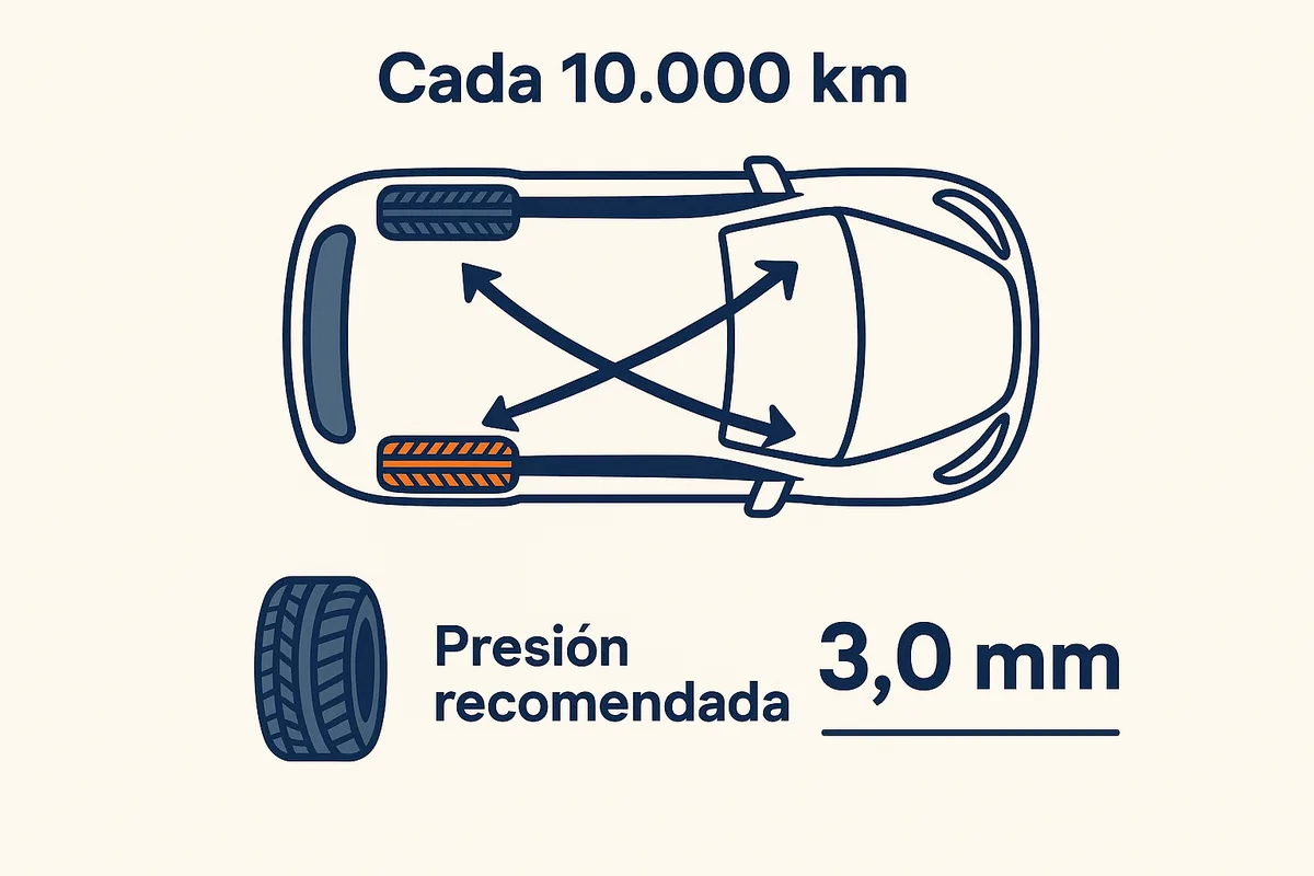 Permutación de neumáticos: guía de rotación y mantenimiento